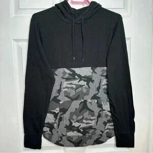 George Hoodie Thin Kangaroo Pocket Black & Grey  Camo Size Small